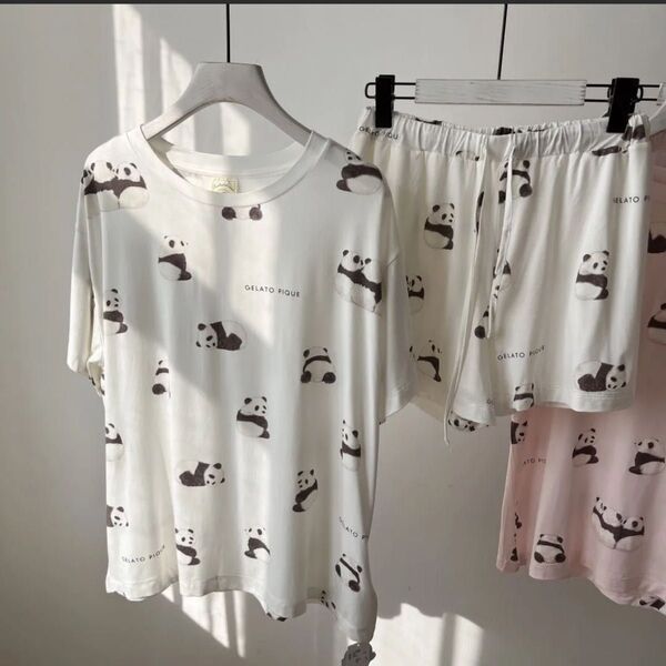 新品 タグ付き ジェラートピケ パンダ柄 半袖Tシャツ&ショートパンツ
