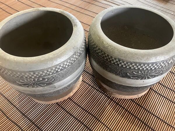 アルミ製 火鉢 2個セット 昭和 レトロ 陶器 アンティーク 火鉢 インテリア