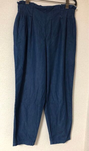 HK WORKS LONDON デニム風 テーパードパンツ Mサイズ 薄手 バレルレッグ コクーン
