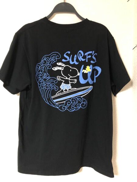 サーフィン スヌーピー メンズ Tシャツ Lサイズ 黒 新品