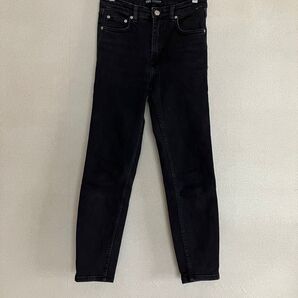 ZARA スリムクロップド デニムパンツ 36 ブラック 着痩せ効果あり