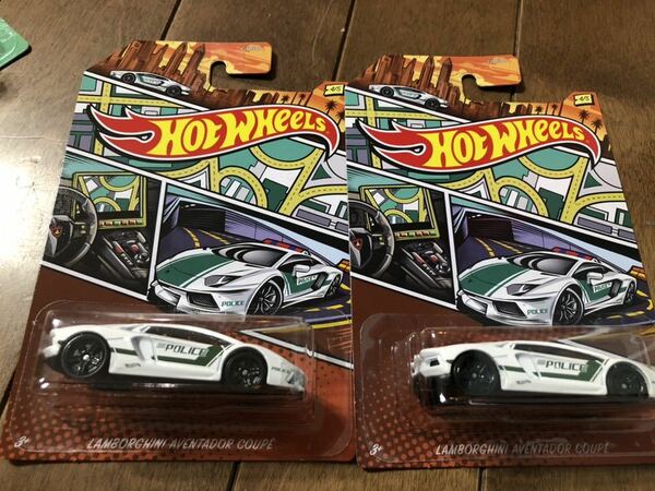 送料込 2台 セット ホットウィール Hot Wheels POLICE ポリス LAMBORGHINI AVENTADOR COUPE ランボルギーニ アヴェンタドール クーペ