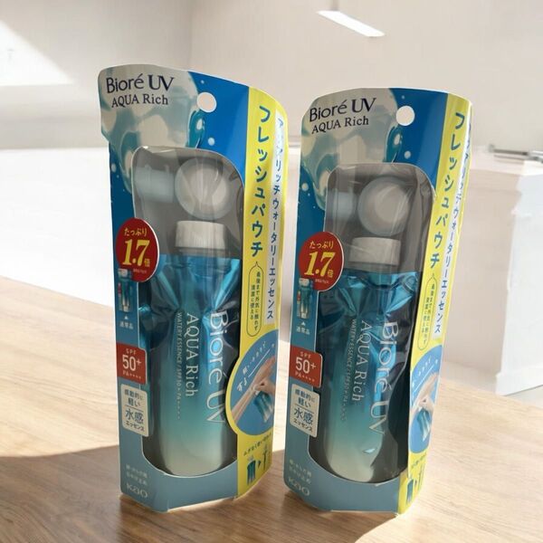 【新品未開封品】ビオレUV アクアリッチ ウォータリーエッセンス フレッシュパウチ 120g×2 日焼け止め 顔・からだ用