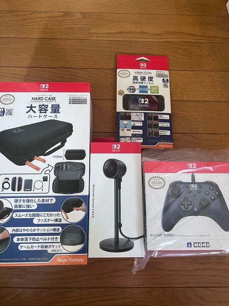switch2 ホリパッドTURBO カメラ 大容量ハードケース 画面保護フィルム セット