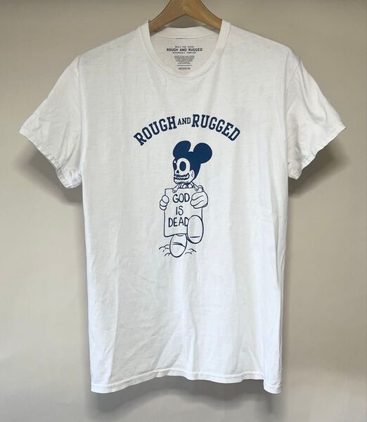 ROUGH AND RUGGED ラフアンドラゲッド Tシャツ M マッドマウス ミッキー ホワイト 半袖Tシャツ トップス