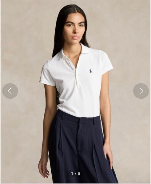 POLO RALPH LAUREN ポロラルフローレン スリム フィット ストレッチ ポロシャツ 半袖 ロゴ ホワイト 白 XS