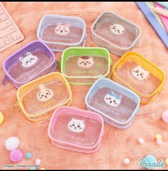 ちいかわ ぷっくりクリアミニポーチ 全8種類セット ハチワレ うさぎ モモンガ シーサー 古本屋 くりまんじゅう
