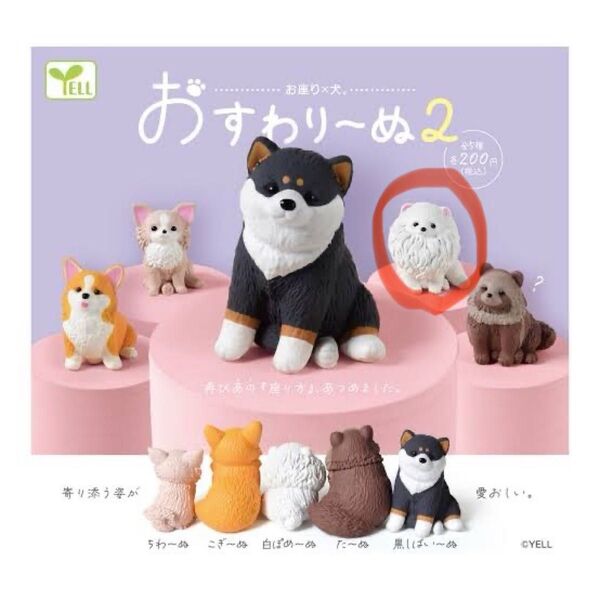 【即日発送】おすわりーぬ2 白ぽめ〜ぬ ポメラニアン フィギュア ガチャ コレクション