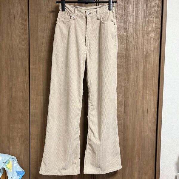 コーデュロイパンツ M アイボリー ストレートパンツ 春 秋 レディース