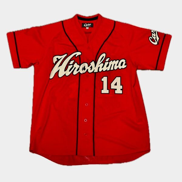 【レア 美品】広島東洋カープ 2014 新人王記念ユニフォーム 14 大瀬良大地 Sサイズ
