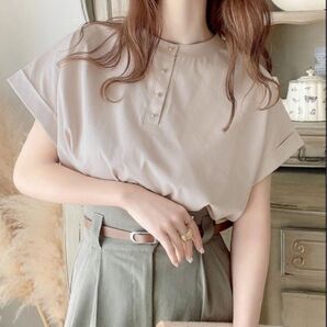tシャツ おしゃれ classicalelf,クラシカルエルフさらっと上級見え2wayシルケットデザインボタンシンプルカットソー
