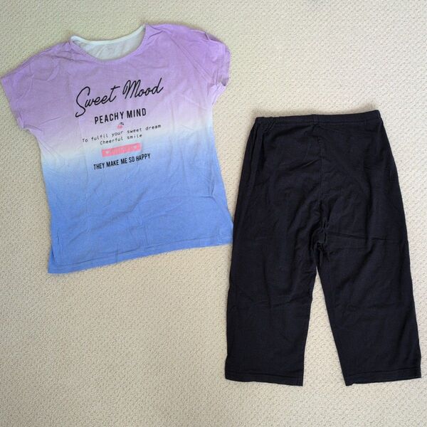 パジャマ ルームウェア キッズ 半袖 Tシャツ ハーフパンツ 上下セット サイズ 160 半ズボン グラデーション ガールズ