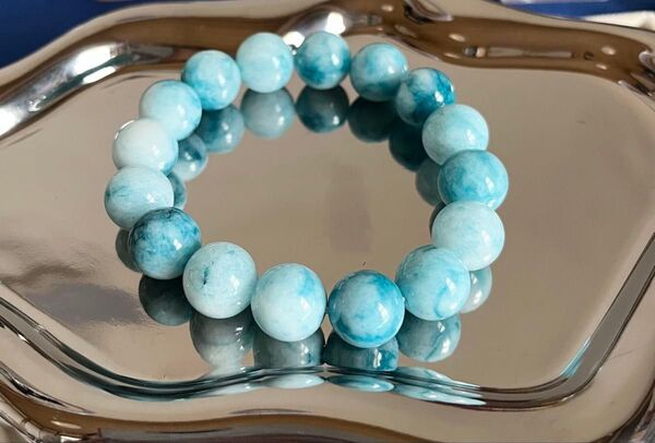 ☆天然石ラリマー(12mm)ブレスレット !内径16cm。【世界三大ヒーリングストーン】数量に限りあり!少なめ