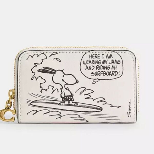 COACH ピーナッツ スヌーピー スモール ジップ アラウンド カード ケース