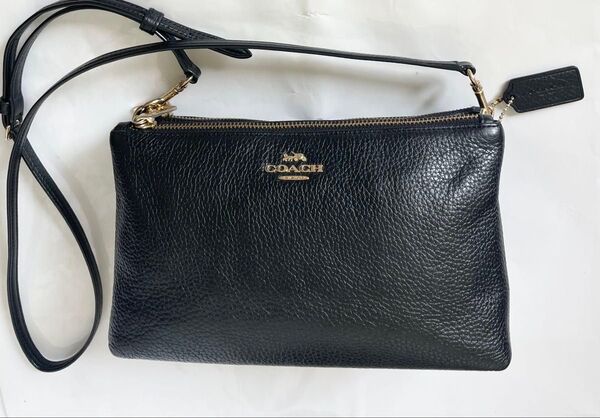 COACH コーチ ショルダーバッグ 黒 レザー クロスボディ レイラ 斜め掛け