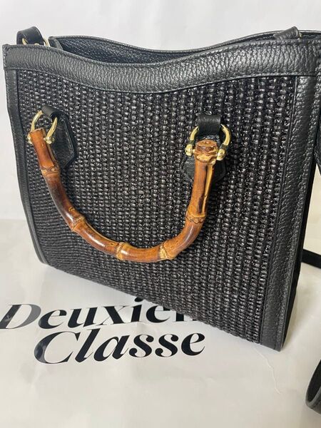 極美品 ドゥーズィエムクラス AULENTTI バンブー 2way ハンドバック ショルダーバック ブラック