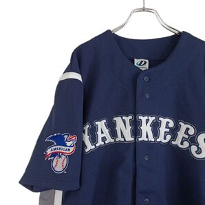 MLB オフィシャル NEWYORK YANKEES ニューヨーク ヤンキース 半袖 ベースボールシャツ ユニフォーム L 90s