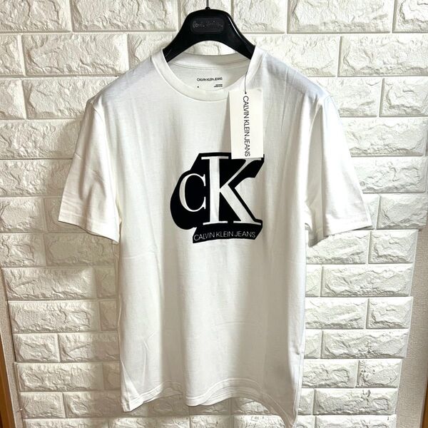 【新品】Calvin Klein jeans カルバンクライン ジーンズ/モノグラムロゴデザインTシャツ カットソー 半袖 M