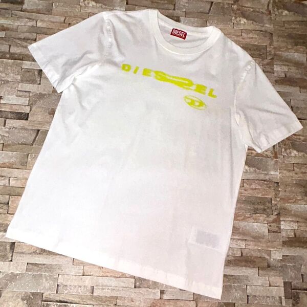 DIESEL ディーゼル/クルーネック 変形アイコンロゴ デザインTシャツ カットソー 半袖 Lサイズ 【美品】