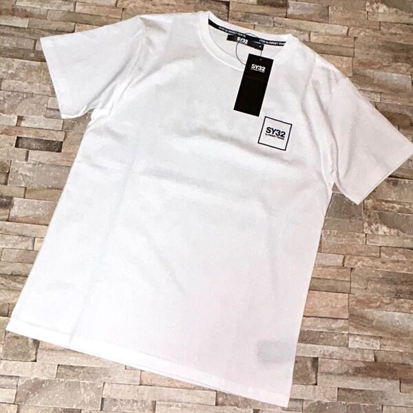 【新品】SY32 bysweetyears/クルーネック スクエアロゴ Tシャツ カットソー半袖 Mサイズ