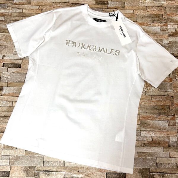 【新品】1PIU1UGUALE3 RELAX/クルーネック ビーズロゴ Tシャツ カットソー 半袖 XLサイズ