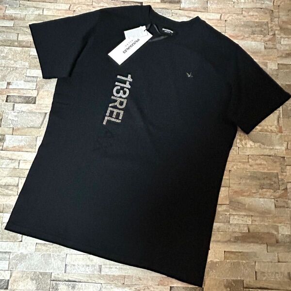 【新品】1PIU1UGUALE3 RELAX/クルーネック ラインストーンズTシャツ カットソー 半袖 XLサイズ