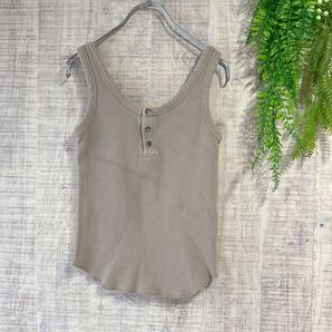 FREAK'S STORE タンクトップ コットン100% フリー ベージュ 前ボタン