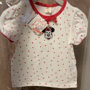 【新品タグ付き】しまむら ディズニー micorrid ミニーちゃん ハート柄 Tシャツ 110 半袖Tシャツ