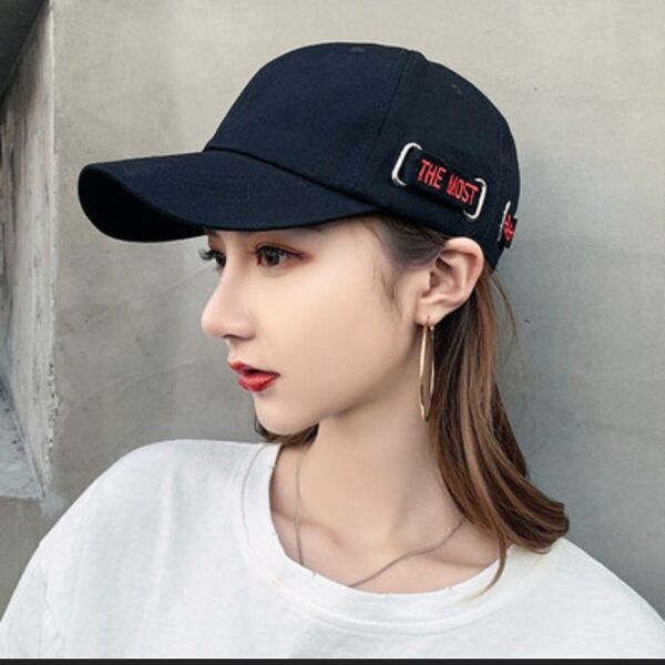 帽子キャップロゴメンズレディース韓国ユニセックス 男女兼用 おしゃれ ブラック