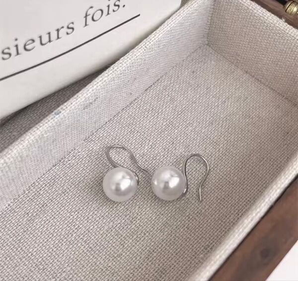 ピアス シルバー 1粒パール フック