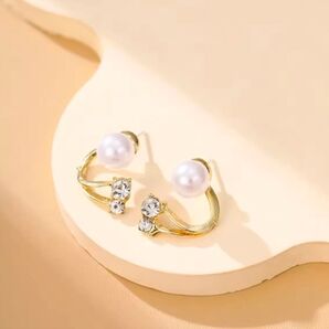 ピアス CZダイヤダブルライン パール SALE