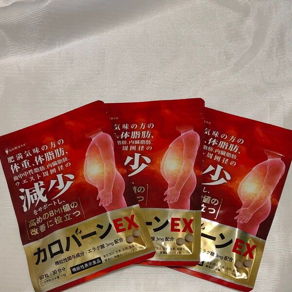 3袋 カロバーンEX 肥満気味の方の体重 体脂肪の減少をサポート 60粒 30日分