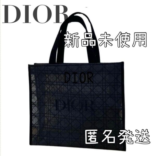 2025 DIOR ディオール ノベルティトートバッグ 海外限定品 ロゴマーク メッシュトートバッグ ブラックカラー 正規品 03