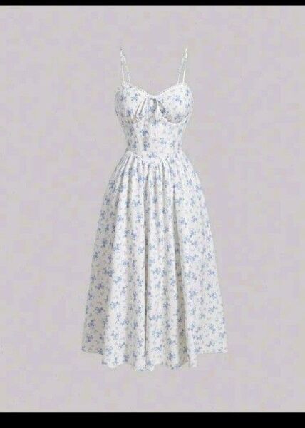 可愛い白青花ワンピース JSK XXL 大きいサイズ ロリィタ ロリータ クラロリ