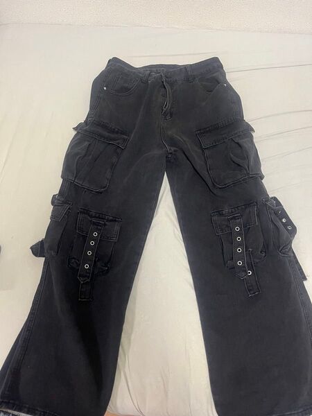 【最終値下げ】ブラック カーゴパンツ デニム y2k ワイドパンツ