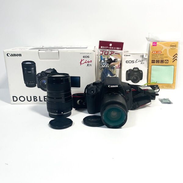 【良品】一眼レフカメラCanon kiss x7i標準&望遠ダブルレンズセット キャノン 一眼レフカメラ Bluetooth