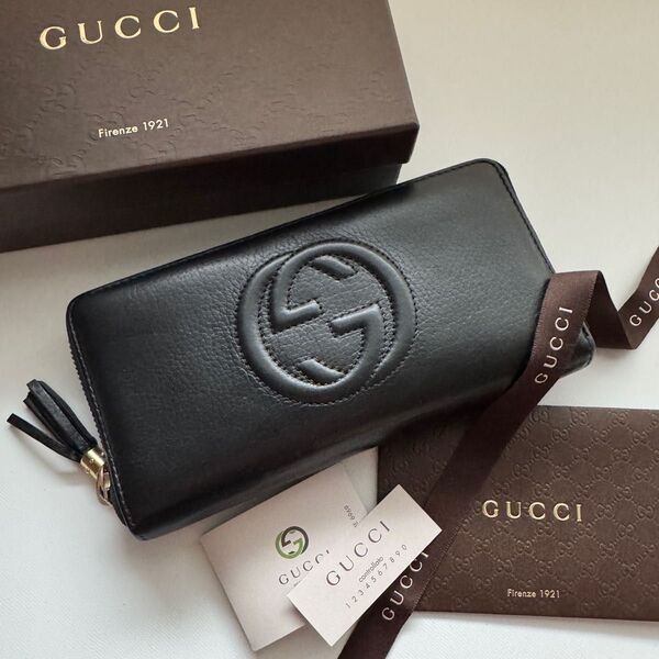 【極上美品】 839 GUCCI グッチ SOHO ラウンドファスナー 長財布