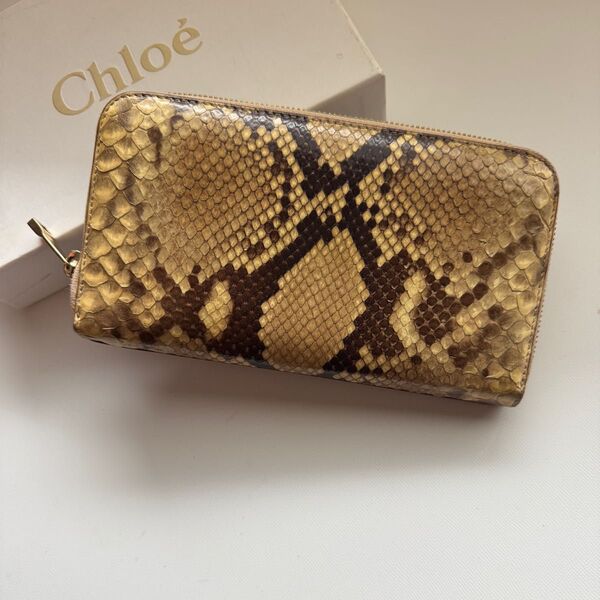 【極上美品】900 Chloe クロエ ラウンドファスナー 長財布 パイソン