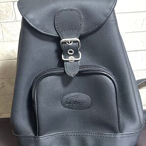 LACOSTEブラックナイロンミニバックパック