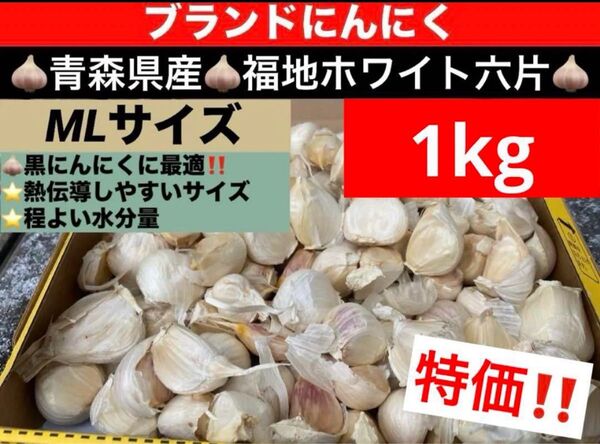 特価品! ML バラ 青森産 乾燥にんにく 福地ホワイト六片 大粒 ニンニク
