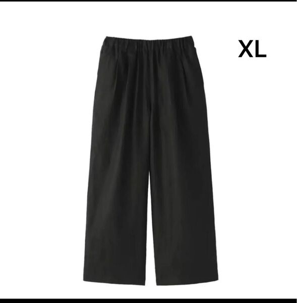 未使用 無印良品 MUJI リネン洗いざらしイージーワイドパンツ 婦人 黒 XL