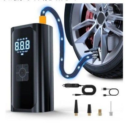 電動空気入れ 最大圧力150PSI 自転車/自動車/ボール/浮き輪/バイク対応