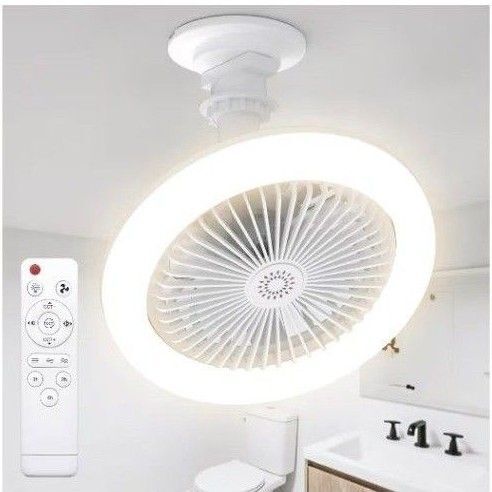 シーリングファンライト LED ファン付き照明 E26 24W DCモーター