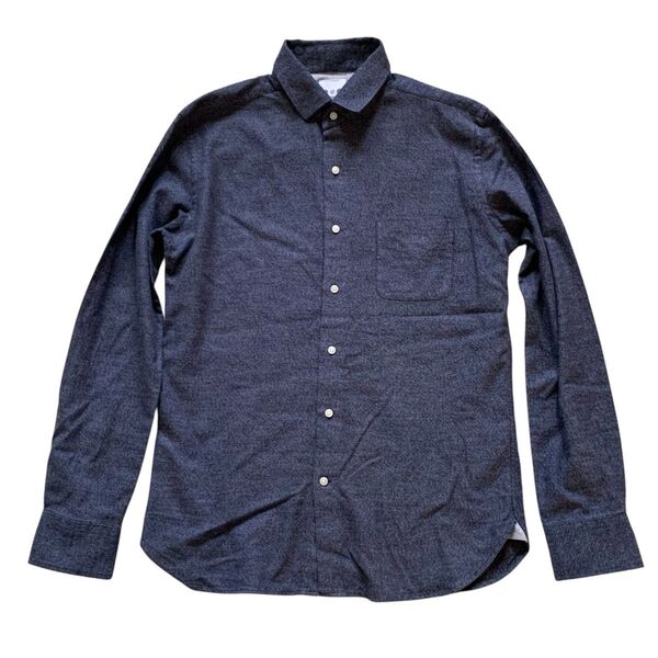 定2.4万美品 THREE DOTS スリードッツ コットンフランネル長袖シャツM ネイビー