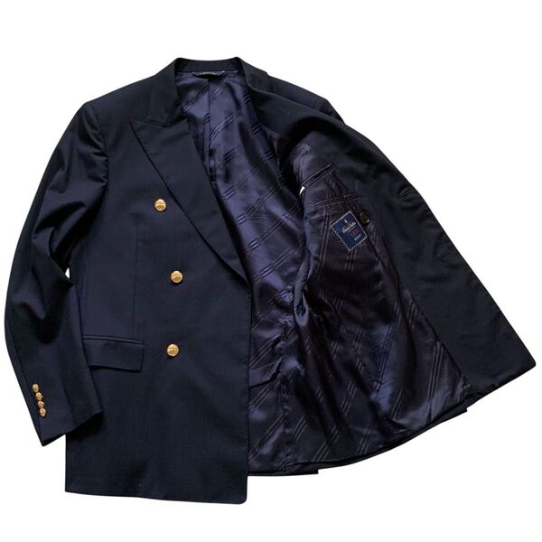 美品 Brooks Brothers ブルックスブラザーズ 伊カノニコ社生地ダブルブレスト金釦ブレザージャケットUS38/EU48