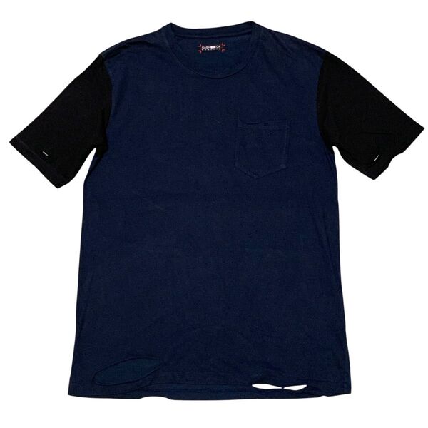 CASH CA カシュカ ダメージ加工袖切替コットン半袖TシャツM
