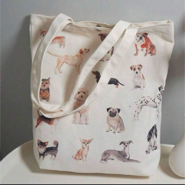 新品 犬 トートバッグ 大容量 通勤通学 エコバッグ 犬雑貨 犬グッズ 犬柄