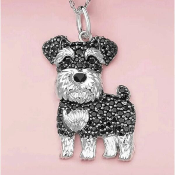新品 シュナウザー 犬 ネックレス ペンダント アクセサリー ジュエリー 犬柄