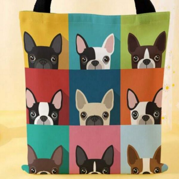 新品 トートバッグ フレンチブルドッグ フレブル 犬 大容量 通勤通学 エコバッグ 犬雑貨 犬グッズ 犬柄