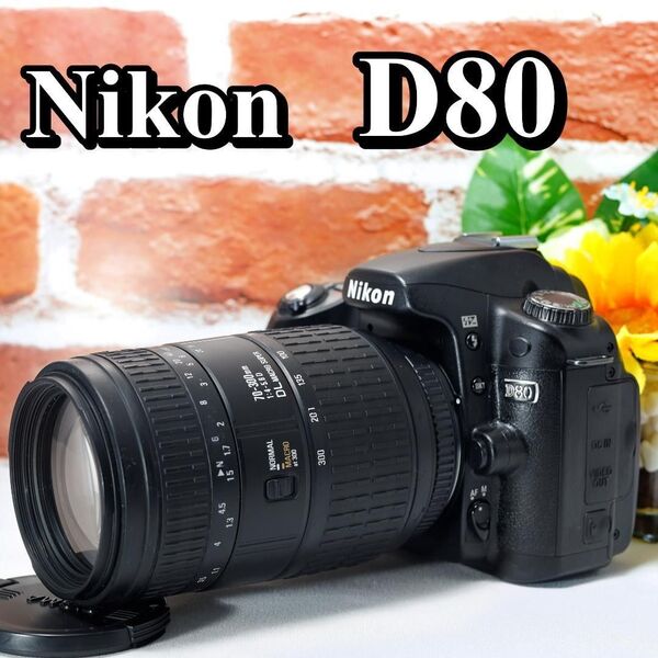 【即購入で600円OFF】Nikon D80 ショット数わずか1727枚 超望遠レンズセット ニコン 入門機 スマホ転送OK